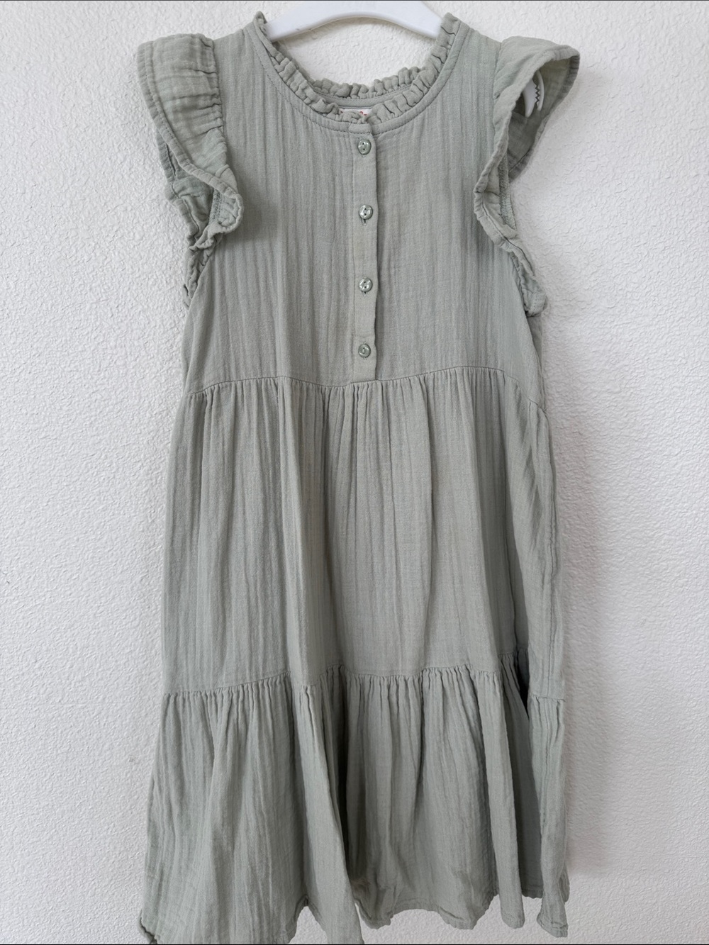 Cat & Jack Sage Green Ruffle-Sleeve Tiered Dress